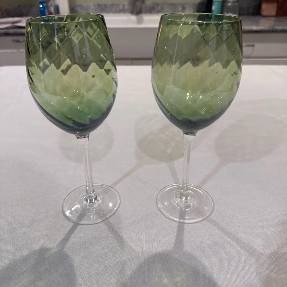 Pier 1 Green Wine Glasses